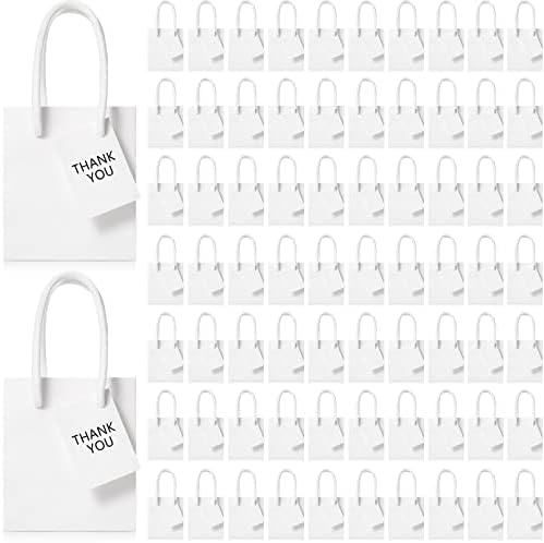 Sherr 100 Pcs White Mini Paper Gift Bags with Handles, White Tags by Sherr
