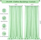 Shillance 10x10ft Sage Green Chiffon Backdrop Curtain with Lights String for Wedding Sheer Tulle Curtain Photo Backdrops Drapes for Baby Shower Birthday Party Ceremony Decorations - Image 5