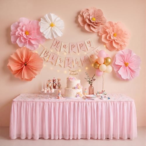 6 Pcs Pink Giant Paper Flower 28'' 24'' Large Tissue Paper Flower for Wall Pink Floral Decorations Large Hanging Tissue Pom Poms for Wall Wedding Bridal Baby Shower Tea Party Nursery - Image 6