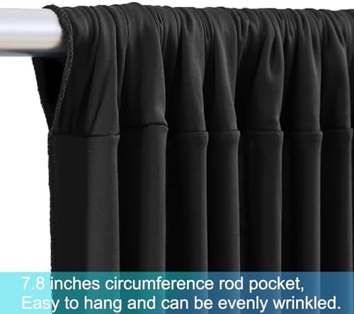 20ft x 12ft Black Backdrop Curtains Wrinkle Free Backdrop Curtain for Wedding Parties Black Fabric Backdrops Drapes Back Drop Cloth Bridal Shower Stage Curtains Wedding Decorations for Reception - Image 7