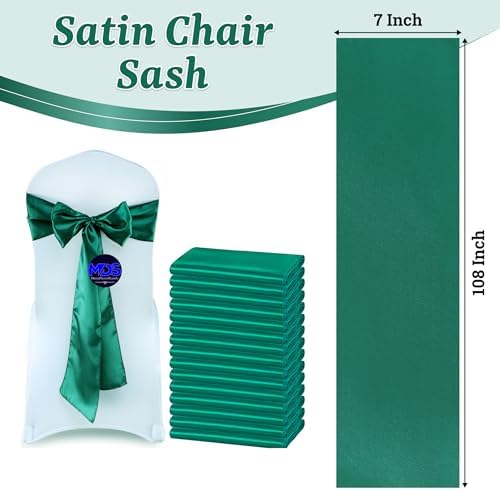 MDS® Pack of 200 Satin Chair Sashes for Wedding & Events – Emerald Green - Image 3