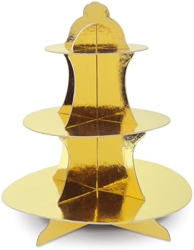 Beistle It’s A Girl Dessert Display Bundle – Gold Metallic Cupcake Stand, 2-Tier Cake Stands & Glitter “It’s A Girl” Cake Topper with Heart Picks, Baby Shower & Reveal Party Supplies for Food Tables - Image 3