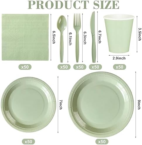 Dandat 350 Pcs Bridal Shower Decorations Baby Shower Party Supplies, Sage - Image 2