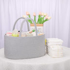 COMSE 2 Pack Baby Diaper Caddy Organizer, Diaper Basket, Baby Car Organizer, Diaper Change Organizer, Portable Tote Bag with Divider, Gift Baskets Empty, Cute Basket, 2 Sizes, Cool Gray - Image 7