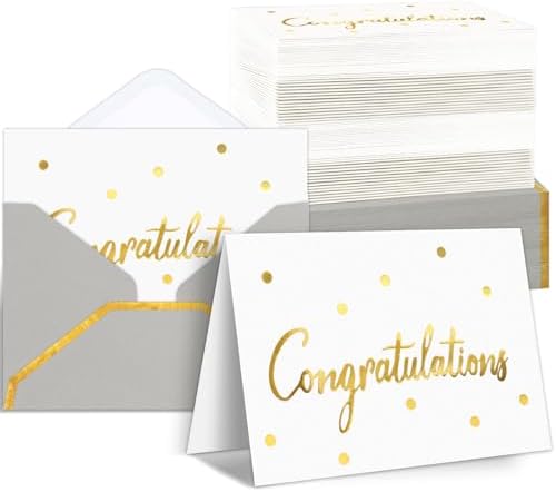 200 PCS Congratulations Cards with Envelopes, 4x6 Inch Gold Foil Lettering by UZLUbuywithconfidence