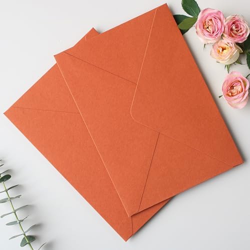 50PCS A7 Burnt Orange Envelopes, 5.3×7.6'' Floral Liner Envelopes - Image 3