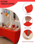 Fixwal 3 Pack 8FT Red Tablecloth Rectangle Spandex Fitted Table Cover - Image 4