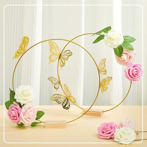 Vercraft 12 Set Butterfly Hoop Centerpieces,White, Pink, Pink,Round - Image 5
