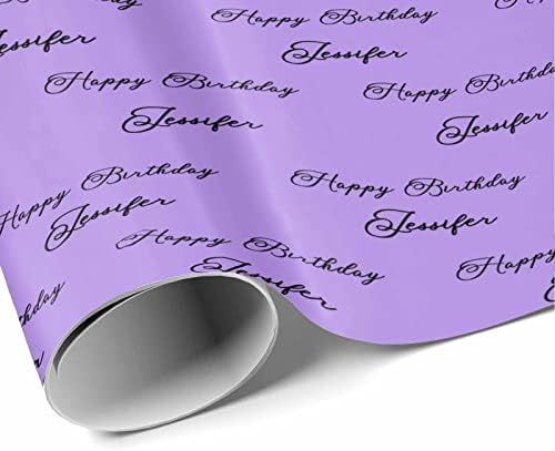 MyPupSocks Personalized Photo Wrapping Paper, Happy Birthday with Name Purple Custom Funny Name Wrapping Paper Roll for Boys Girls Baby Shower Wedding Anniversary Birthday Gift 58x23 Inch 5 Rolls - Image 3