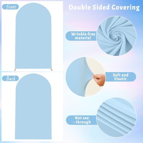 6.6FT Blue Arch Backdrop Cover - Polyester Fitted Wedding Arch Stand Covers Round Top Chiara Arch Backdrop Cover for Birthday Party Banquet Photo Background Decoration - Image 5