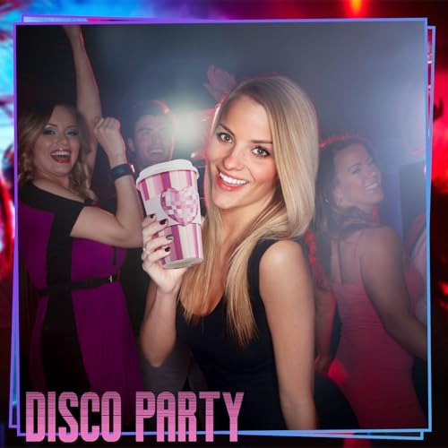 50 Pack Pink Disco Heart Disposable Coffee Cups with Lids & Sleeves, 16oz Premium To Go Paper Cups for Birthday, Baby Shower, Bachelorette & Wedding Party Supplies - Image 6