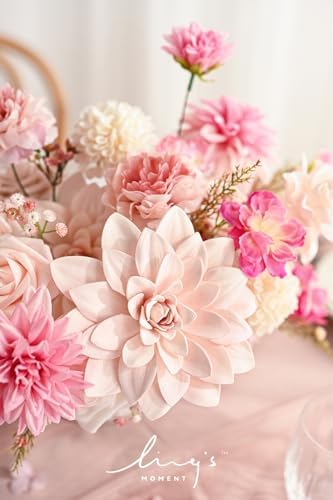 Ling's moment Artificial Pink Flowers Combo, Blush & Hot Pink, Deluxe - Image 3