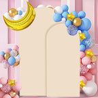 FANPROMS Beige Spandex Arch Cover Set of 2 Arch Covers Stretchy Backdrop Chiara Wall Arch Stand Cover 6FT 7.2FT Round Top Backdrop Cover for Arched Stand Wedding Covering for Balloon Party Ornaments - Image 6