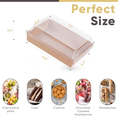 50 Pack 7x5in Charcuterie Board Boxes with Clear Lids, Paper Containers - Image 2