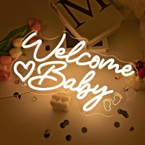 Britrio Welcome Baby Neon Sign for Baby Shower Gender Reveal Party Backdrop - Image 6