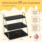 VyGrow Cupcake Stand, 3-Tier Dessert Stand for 55 Cupcakes, Wood & Metal Tower Display Premium Holder Dessert Tree Tower for Christmas Birthday Weddings Party Decor, 16.26" L x 11.81" W x 15.76" H - Image 3