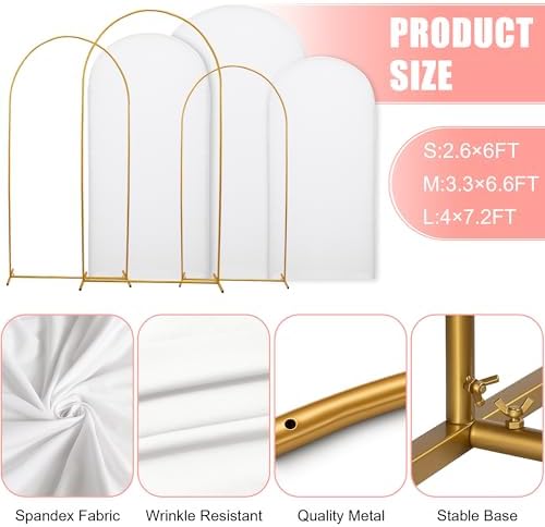 Set of 3 Stretchy Wedding Arch Backdrop Covers, 7.2FT, 6.6FT & 6FT - Image 3
