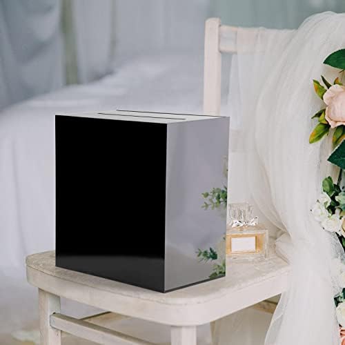 Fowecelt Black Acrylic Wedding Card Box with Slot Large DIY Card Box Blank No Print for Wedding Reception Graduation Party Bridal Shower Fundraiser Money Box Keepsake Party Favor (10 x10 x 5.5 Inch) - Image 5