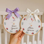 Embroidery Baby Name Sign, Personalized Welcome Baby Hoop Sign with Bow, Custom Baby Name Sign for Hospital, Infant Baby Shower Gifts New Parents (05) - Image 3