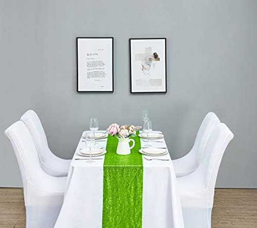 6PCS 12x72 Inch Sequin Table Runner Light Green Glitter Table Runner for Party, Wedding, Bridal Baby Shower, Event Decorations（6PCS, 12x72 Inch, Light Green） - Image 6