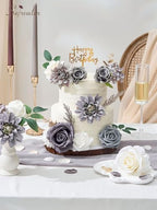 Serwalin Artificial Flowers Grey Silk Flowers for Wedding Decor - Image 5