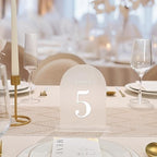 UNIQOOO Frosted Arch Wedding Table Numbers with Stands 1-30, 5x7" Acrylic Display Signs and Holders, Pack of 30, Perfect for Centerpiece, Reception, Decoration, Party, Anniversary, Event - Image 2