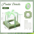 Thenshop 50 Pcs Clear Cupcake Boxes Individual 3.5 Inch, Light Green - Image 3