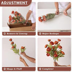 12 Pcs 27" Faux Silk Peony Artificial Fall Flowers Stems for Vase (Orange) - Image 4