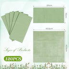 Seajan 120 Pcs Sage Green Napkins 2 Ply 16"x16" Sage Green Linen Feel Napkins Disposable Soft Linen Dinner Wedding Guest Hand Towels for Wedding Bridal Baby Shower Decorations Supplies (Pack of 3) - Image 3