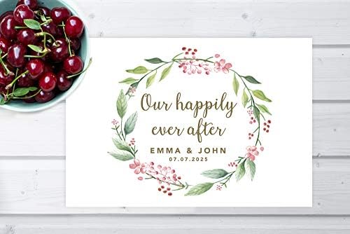 Andaz Press Custom Personalized Disposable Paper Placemats, 12 x 18 Inch, Set of 25, Our Happily Ever After Gold, Tableware, Dining, Tabletop, Table Setting for Wedding, Bridal Shower - Image 4