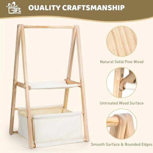 GiftAmaz Wooden Baby Shower Crate Closet, Double-Layered Baby Basket - Image 7
