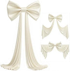 Big Beige Bow Backdrop Large Beige Bow Decor Gift Bows Birthday Decorations 48x24x120 Inches Giant Bow Birthday Party Backdrop for Wedding Baby Shower Photography Coquette Room Decor - Image 4