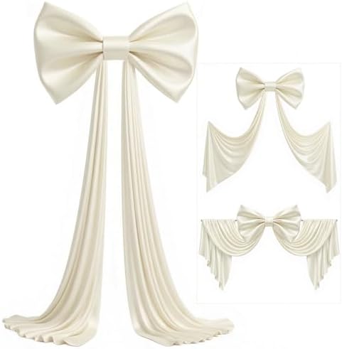 Big Beige Bow Backdrop Large Beige Bow Decor Gift Bows Birthday Decorations 48x24x120 Inches Giant Bow Birthday Party Backdrop for Wedding Baby Shower Photography Coquette Room Decor - Image 4