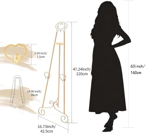 Gold Easel Stand for Sign,Heavy Duty Metal Adjustable Display Easel with Storage Bag,Perfect for Showcasing Pictures, Artwork, Picture Frame Wedding Sign Etc - Image 6