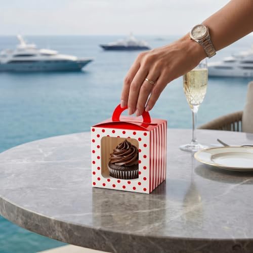 Restaurantware Square Red Paper Cupcake Window Box, 4.5 x 4.5 In, 100 Pack - Image 5