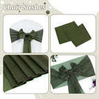 MDS Pack of 25 Chiffon Chair Sashes for Wedding & Event Décor - Olive Green - Image 5