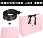 EUSOAR Thank You Gift Bags, 25pcs 16"x6"x12" Large Pink Gift Paper Bags with Ribbon Handles, Heavy Duty Shopping Wedding Birthday Party Favor Paper Gift Treat Bags Bulk - Image 4