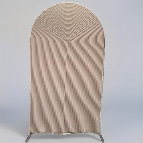 HUAYI Light Tan Ripples Pattern Arch Backdrop Cover for Birthday Party Wedding Baby Shower Decorations Chiara Backdrops Arched Wall Frame Stands Covers Props GP-454 2.5ft * 6ft - Image 2