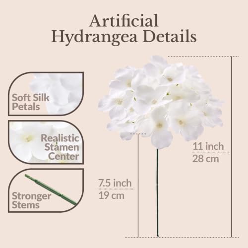 50PCS White & Blue Hydrangea Artificial Flowers, Stronger Bendable Stems - Image 4