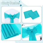 Pack of 125 Chiffon Chair Sashes for Wedding & Event Décor - Peacock Blue - Image 5