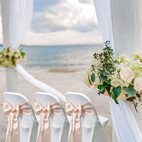 Champagne Satin Chair Sashes Bows for Chair,7x108inchs,50pcs - Image 4