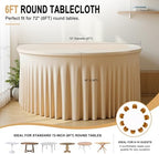 2 Pack 132inch Champagne Round Tablecloth, Circle Stretch Table Cloths for 6 FT Tables, Wrinkle Free Table Skirt for Wedding Birthday Photography Party Social Events Engagement Party Decorations - Image 2