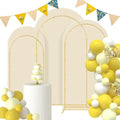 Gawicpy Wedding Arch Backdrop Stand Set Metal Arch Backdrop Stand with Wedding Arch Cover, Wedding Balloon Arch Backdrop Stand for Birthday, Baby Shower, Anniversary (Beige, 5.9FT+6.6FT+7.2FT) by Gawicpy