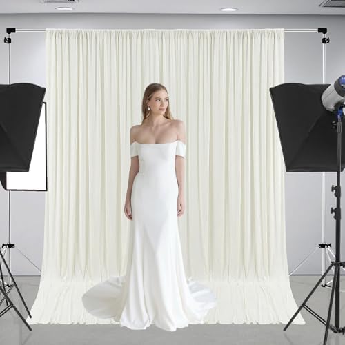 10 x 10 Feet Ivory White Backdrop Curtain for Partie, Background Curtains for Photoshoot, Birthday, Wedding, Halloween, Thanksgiving, Christmas Day, New Year Party Decorations 5Ft x 10Ft, 2 Panels - Image 4