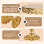 3 PCS Gold Cake Stands (8"&10"&12" Plate), Cupcake Stand With a lace hollow border Metal Cake Stand Set for Birthday Party, Wedding, Anniversary, Baby Shower - Image 3