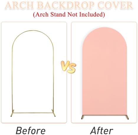 7.2FT Wedding Arch Cover Dusty Rose Spandex Fitted Arch Backdrop Cover Balloon Arch Stand Cover for Parties Round Top Chiara Backdrop Covers Arch Wall Cover for Gender Reveal Prom Decoration - Image 6