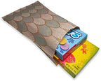 300 Qty 6" x 9" Decorative Flat Paper Gift Bags - Baby-Blue Leaf Pattern on Brown Kraft Bags - For Sales/Treats/Parties Cookies/Gifts - N'icePackaging - Image 3