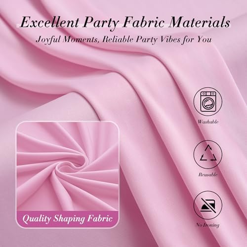 50 ft x 10 ft Wrinkle Free Pink Backdrop Curtain Panels, Polyester Photography Backdrop Drapes, Wedding Party Home Decoration Supplies - Image 4