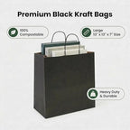 Large Black Kraft Paper Gift Bags with Handles, 13x7x13 Inch, 100Pack - Image 6