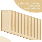 fani Champagne Satin Chair Straps Bows,120 PCS 7x108 Inch,Chair Sash - Image 2